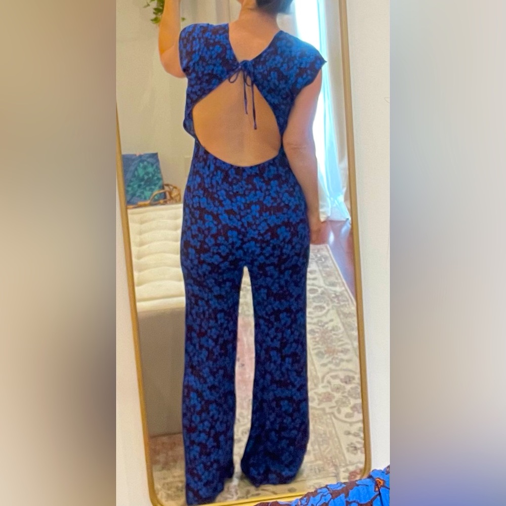 Free People Hailee Open Back Wide Leg Jumpsuit size M